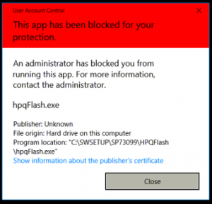 this app has been blocked by your system administrator